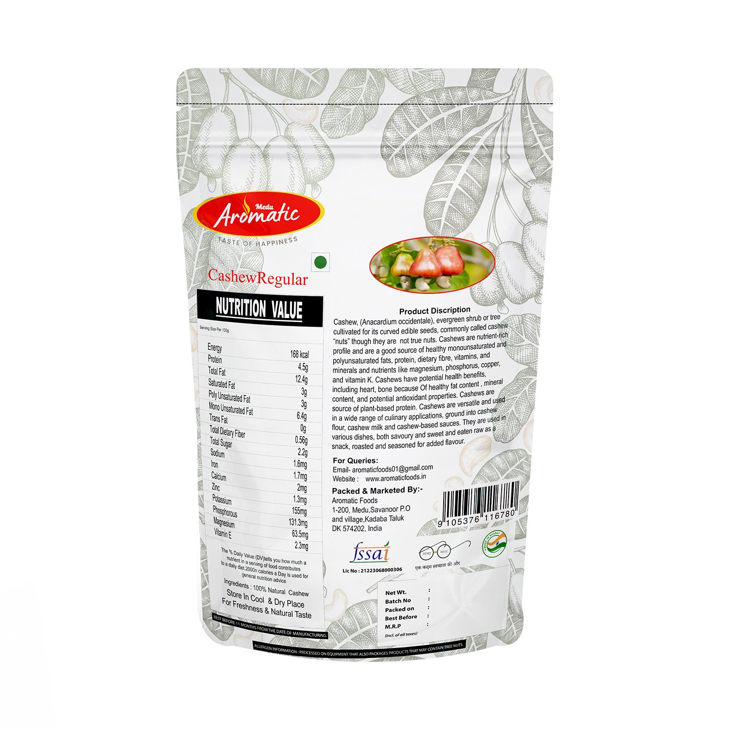 Medu Aromatic Premium Whole Cashews (W320 Grade) – 100% Natural - Image 2