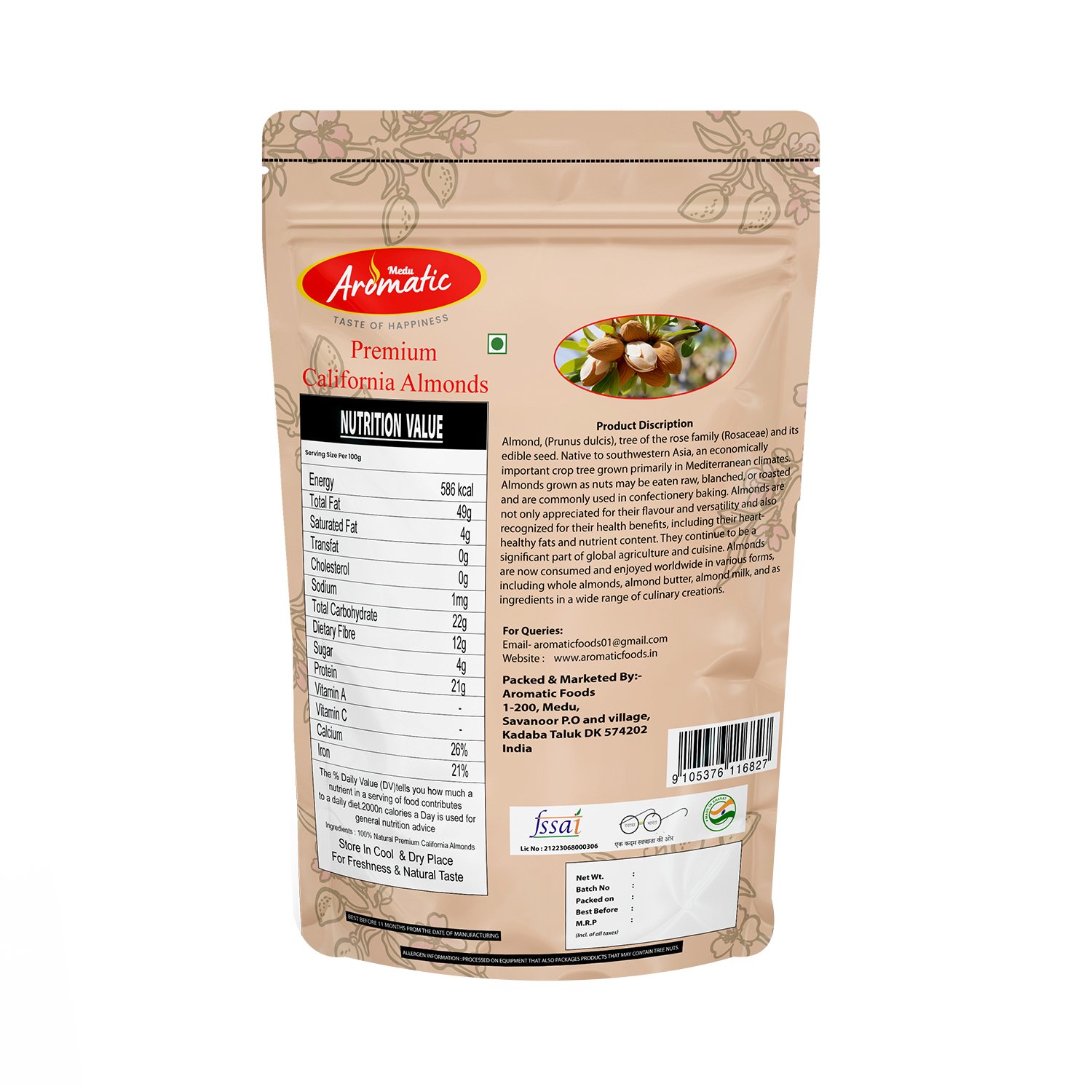 Medu Aromatic Premium California Almonds (Jumbo Size) – 100% Natural Badam - Image 2