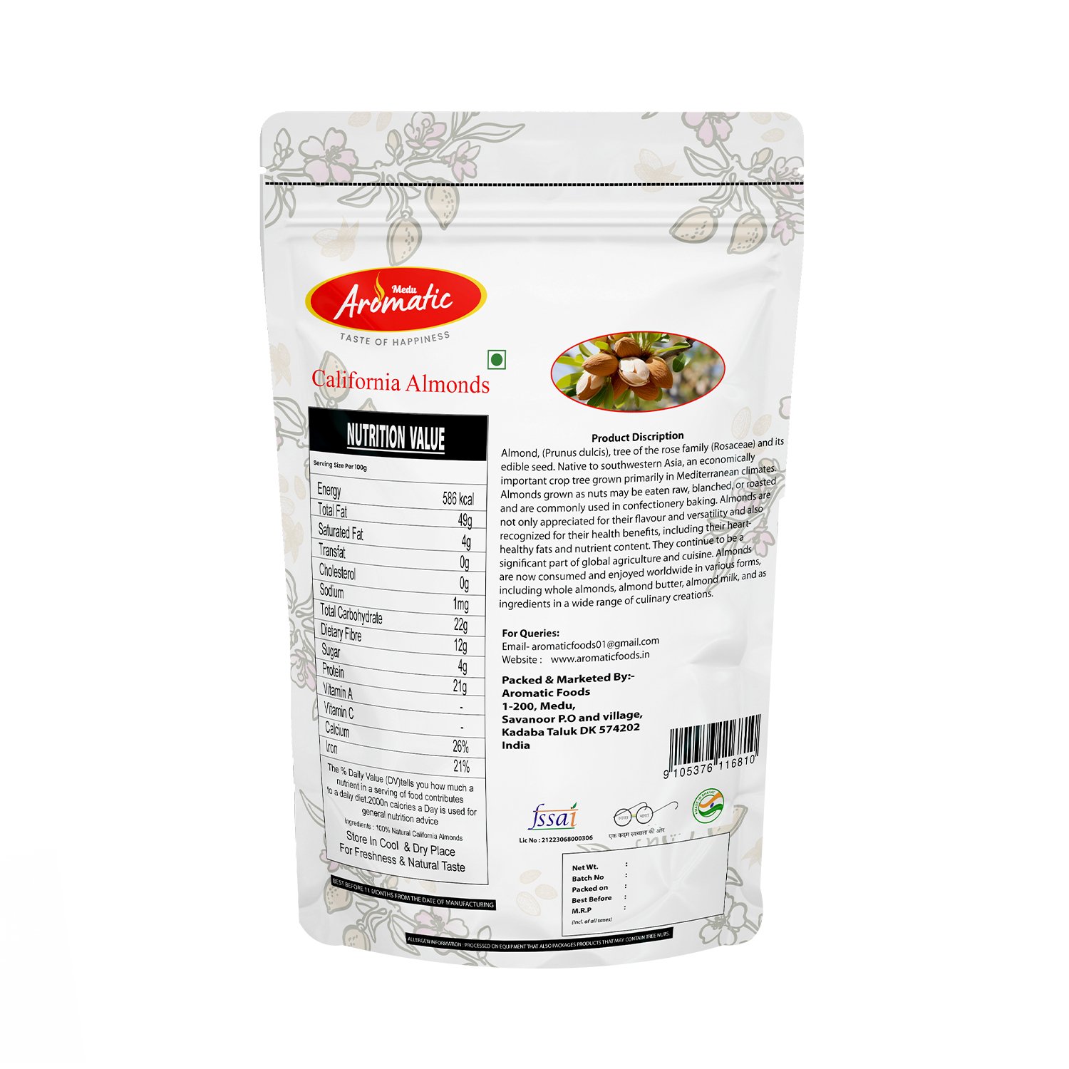 Medu Aromatic California Almonds (Regular Grade) – 100% Natural & Nutrient-Rich - Image 2