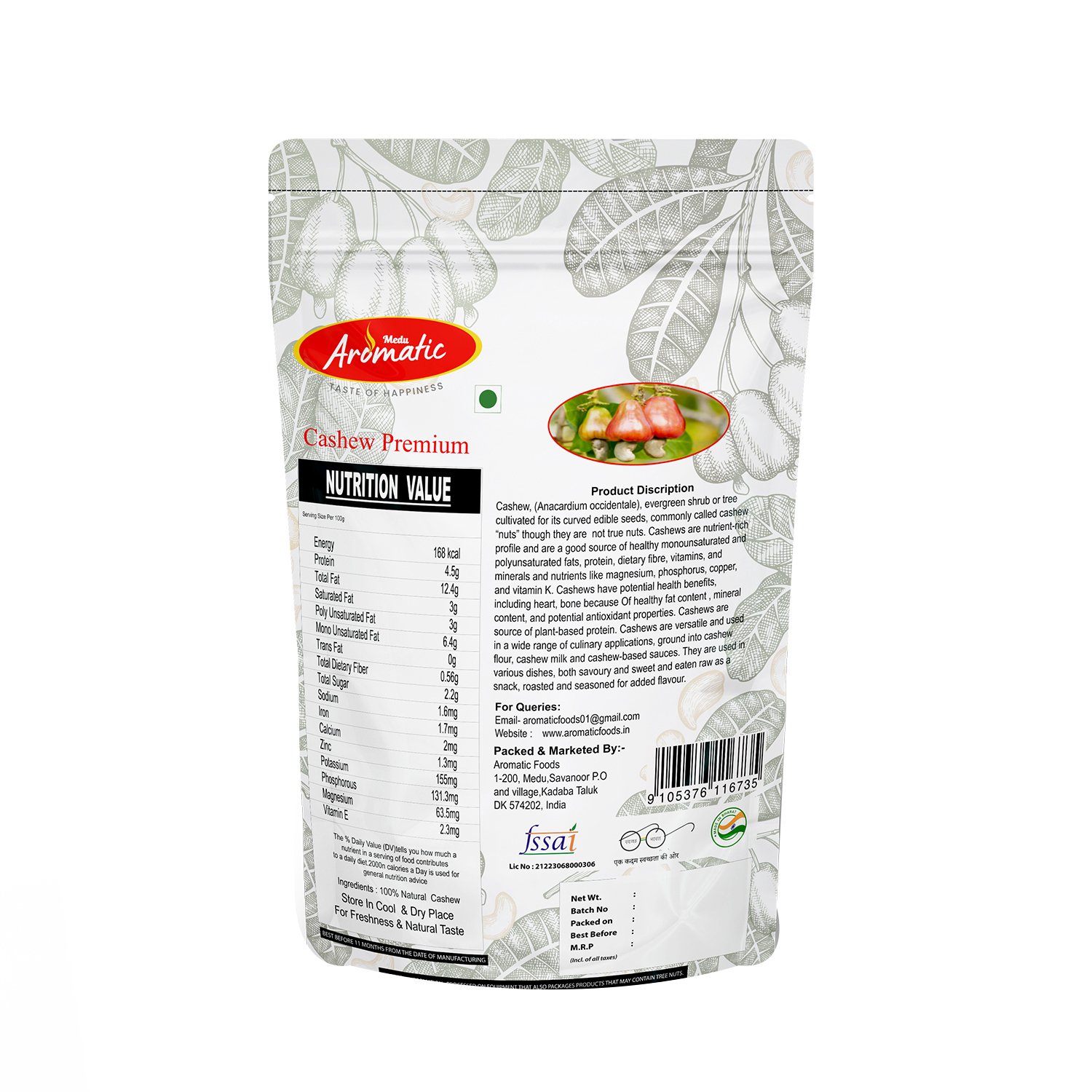 Medu Aromatic Premium Whole Cashews (W240 Grade) – Jumbo Size & 100% Natural - Image 2